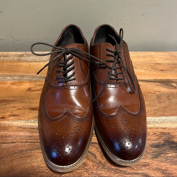 Stacy Adams Dunbar Tan Wingtip Oxfords 9W - Picture 4 of 13
